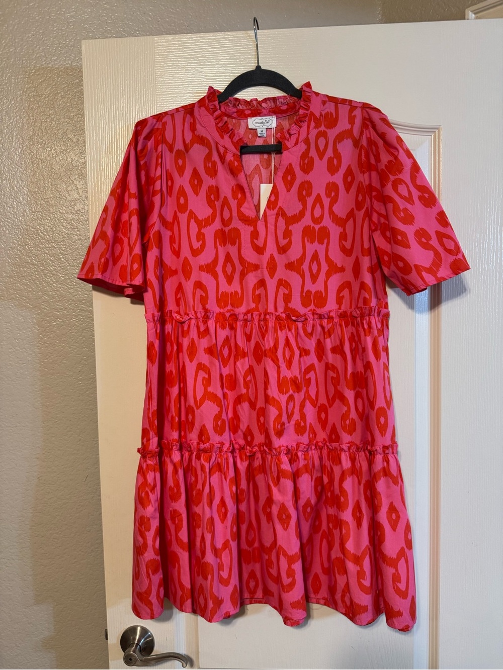 Women’s Pink & Red Printed Tiered Dress - Unknown Brand